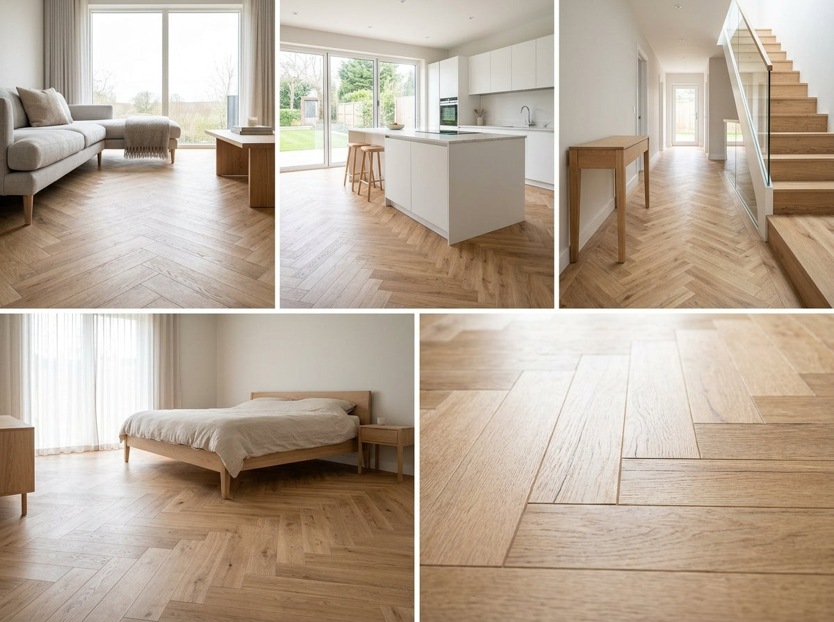 Amber Oak Herringbone - Glue LVT