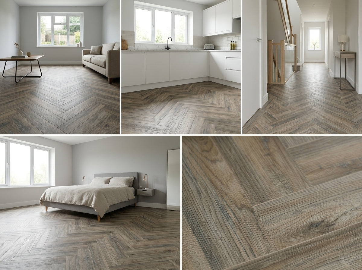 Herringbone Brushed Grey Oak - LVT