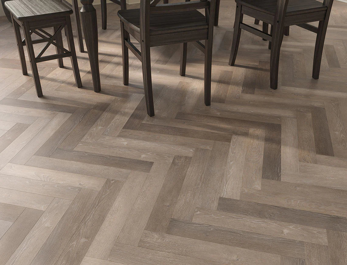 Soft Brown Herringbone - Glue LVT