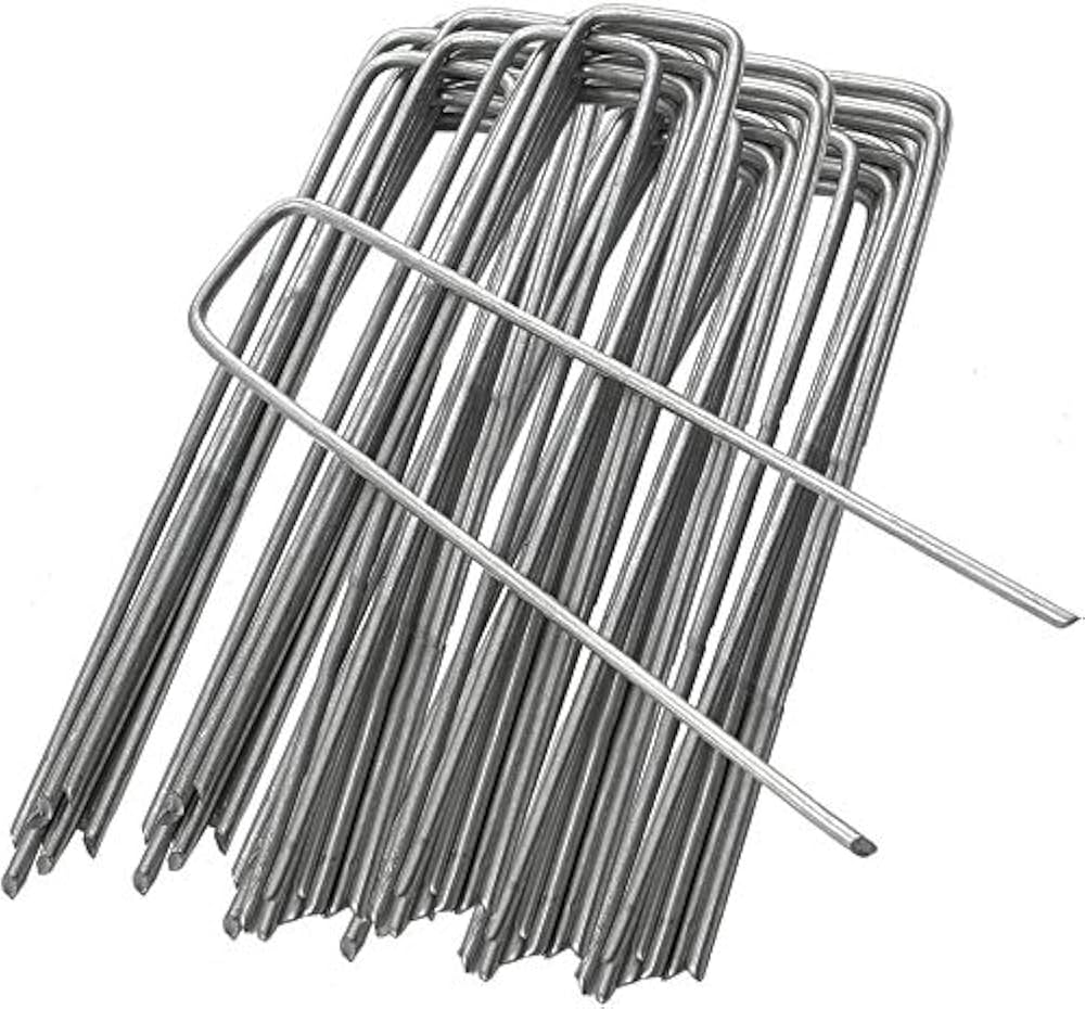 Galvanised steel 150mm Grass Pins x 50